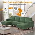 thumbnail image 4 of 106" Corduroy Sofa for Living Room, U Shaped Couch, Wood Frame, Green, 4 of 9