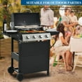 thumbnail image 3 of Furibear 4 Burners BBQ Propane Gas Grill, Freestanding Grill Cart with Wheels, Stainless Steel Heavy-Duty Cabinet Style, Outdoor BBQ Grill for Garden Backyard Cooking Barbecue, 3 of 9