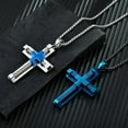 thumbnail image 4 of Men's Cross Necklace 316L Stainless Steel Large Jesus Christ Pendant Jewelry Rolo Chain for 24'', 4 of 9