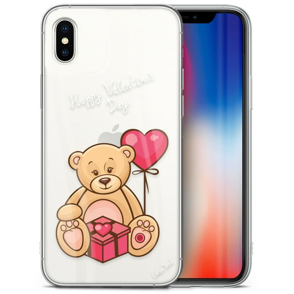 Case Yard iPhone-XS-Max Case Clear Soft & Flexible TPU Ultra Low Profile Slim Fit Thin Shockproof Transparent Bumper Protective Cover Drop Protective Cell Phone Cases (Happy V Day)
