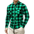 thumbnail image 2 of LTTVQM Mens Flannel Shirts 2026 Spring Fall Long Sleeve Casual Plaid Button Down Shirt Regular Fit Lapel Collar Lightweight Shirts with Pockets Green 2XL, 2 of 8