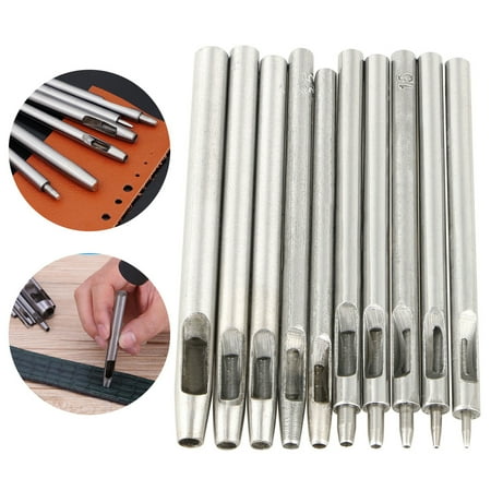 Hollow Hole Punch - 10-Pack Round Leather Punch Hollow Set Hole Craft Puncher Belt Leathercraft Tool