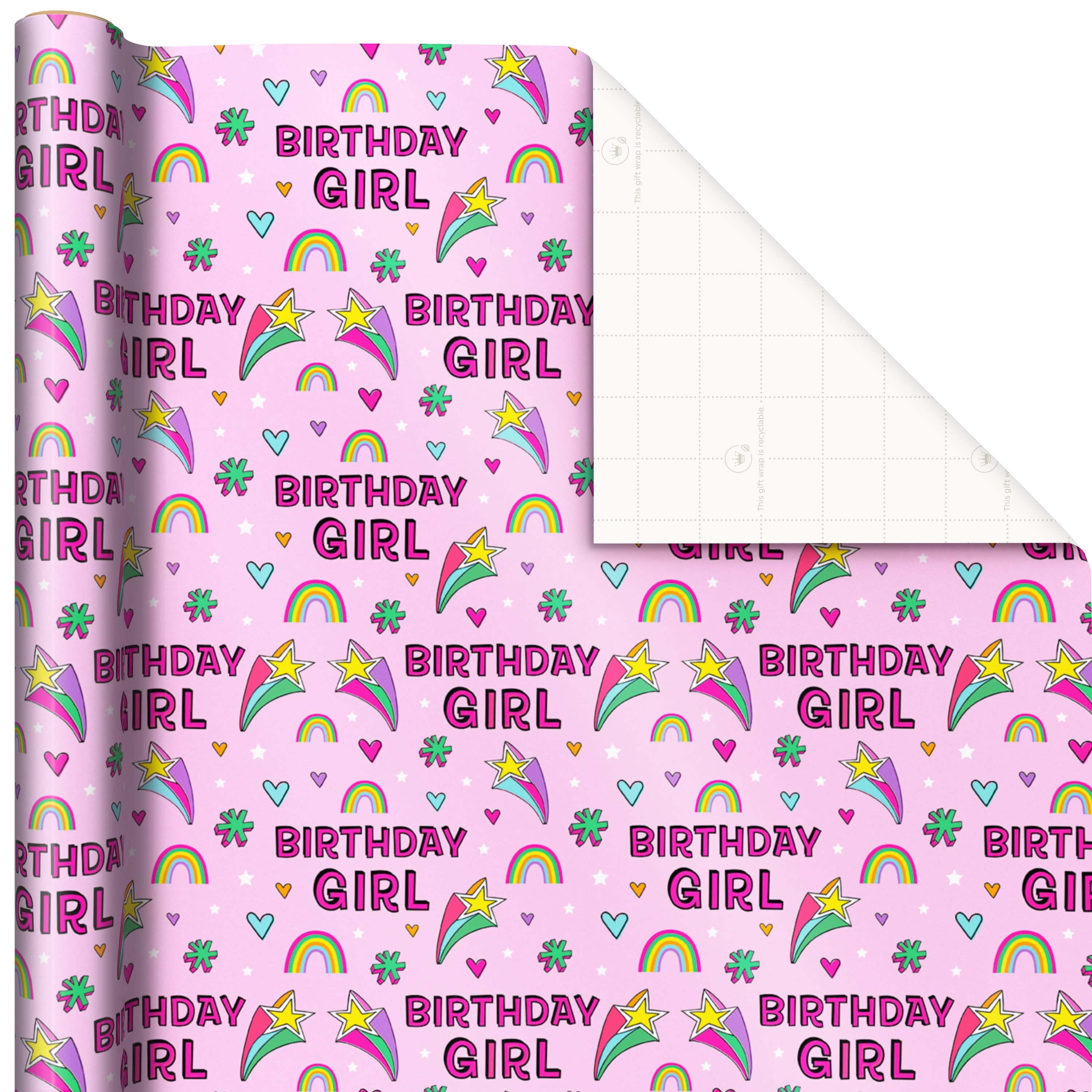 Baby Shower Birthday Wrapping Paper Pink Princess, 10 Sheets