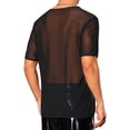 thumbnail image 3 of Camiseta de malla transparente INSPIRE CHIC para hombre, camiseta de manga corta, cuello redondo, camiseta de fiesta transparente, 2XL, negra, 3 of 4