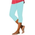 thumbnail image 2 of Women Capris Under $5! Cagogo Plus Size Capri Leggings for Womens Soft Dressy Casual High Waisted Trendy Tights Leggings Stretchy Summer Workout Crop Pants, 2 of 6