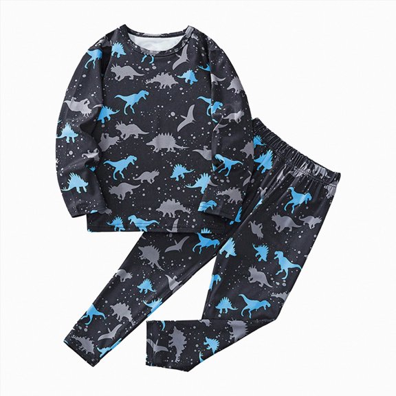 CAUYDY Little Kids Boy Pajamas Baby Clothing Soft Long Sleeve Tee Shirt and Pants Set Child Sleepers Toddler Outfits for Boys 24M 2T 3T 4T 5T Fall Winter Sizes 3-4 Years,Sky Blue