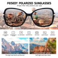 thumbnail image 5 of FEISEDY Vintage Square Polarized Sunglasses Trendy Cateye Ladies Oval Elegant Sun Glasses for Women Men B2760, 5 of 15