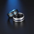 thumbnail image 3 of Anillo de acero inoxidable galvanizado de dos colores para hombre, joyería europea y americana, joyería de moda sencilla, 3 of 6