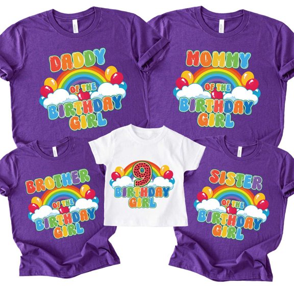 Birthday Girl Rainbow Balloons Custom TShirt Custom Birthday Crew Shirt Personalized Party