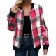 thumbnail image 2 of Chaquetas de Mujer Informales con Cremallera, de Franela A Cuadros, Larga, Holgadas, Ideales para Otoño. Rojo Rosa XXL, 2 of 7