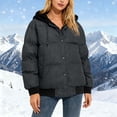 thumbnail image 2 of ClodeEU Womens Hooded Down Jacket ,Winter Warm Thicken Puffer Coats ,Casual Loose Zip Up Padded Quilted Coat Black,Womens Plus XXL, 2 of 9