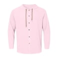 thumbnail image 3 of Krdevn Mens Shirts - Men's Long Sleeve Shirt Casual Solid Holiday Cardigan Hooded Shirts Tops,Mens Fall Shirts,Color:Pink,Size:S, 3 of 5