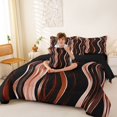 thumbnail image 4 of Homewish Ombre Wavy Line 7-Piece Twin Bedding,Contemporary Aesthetic Bedding Comforter Set,Orange,Black Reversible, 4 of 8