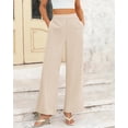 thumbnail image 3 of Pantalones de pierna ancha BTFBM para mujer, elásticos, cintura alta, color Palazzo Beige, 3 of 9