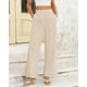 thumbnail image 3 of Pantalones de pierna ancha BTFBM para mujer, elásticos, cintura alta, color Palazzo Beige, 3 of 9