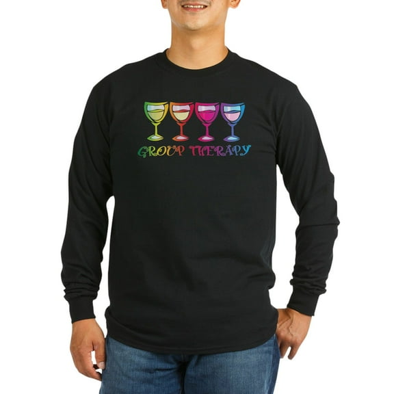 CafePress - Wine Group Therapy 2 Long Sleeve Dark T Shirt - Long Sleeve Dark T-Shirt