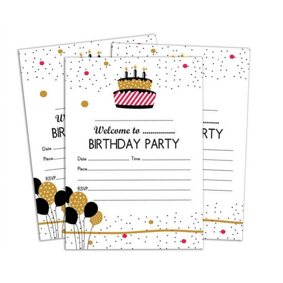 Darling Souvenir White Birthday Invitation Card Printable Elegant Fill or Write In Blank Party Invites 28 Pcs 5 x 7 Inches