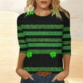 thumbnail image 4 of Ounisa Womens Tops 3/4 Sleeve St. Patrick's Day T-Shirts Crew Neck Spring Graphic Tee Clothes, 4 of 7