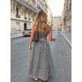 thumbnail image 5 of Black And White Gingham Spaghetti Strap Square Neck A-Line Maxi Dress For Women, Casual Vacation Sundress, 5 of 8