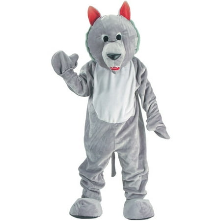 Grey Wolf Mascot Adult Halloween Costume, Size: Men's - One Size