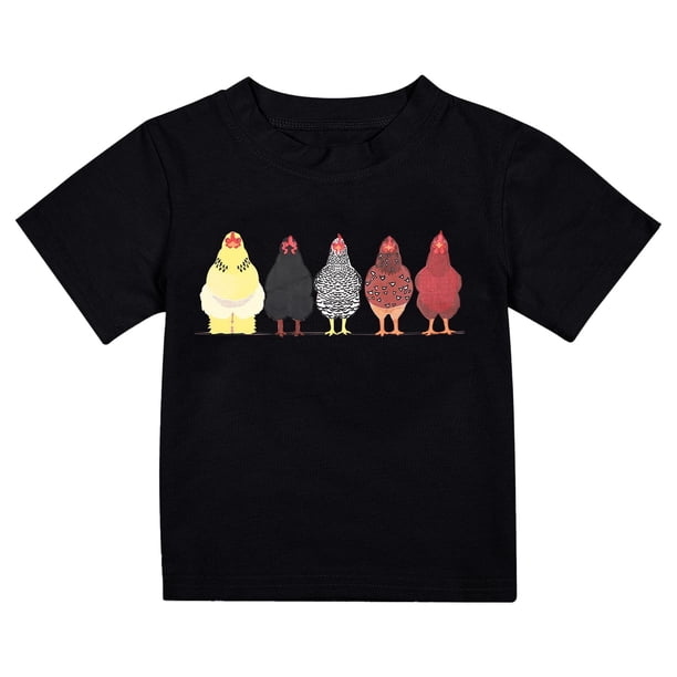 Gibobby Blusas Elegantes Camiseta preescolar, ropa de algodón para niños y niñas de granja de , camiseta de cuello redondo para niños, divertida camiseta informal de manga corta (Negro, 13-14Años)