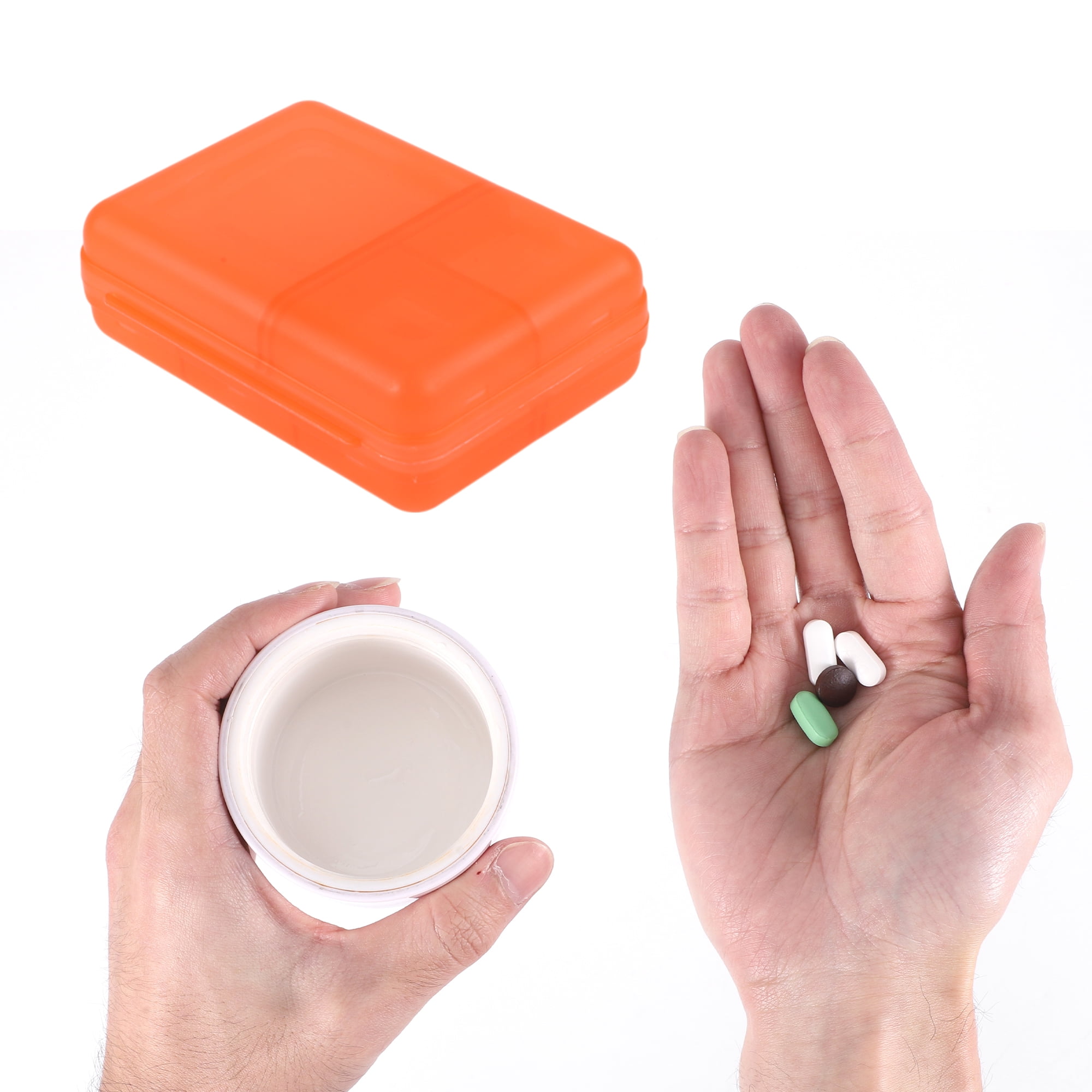 Unique Bargains 9 Grids Double Layer Pill Case for Travel 1 Pc Orange