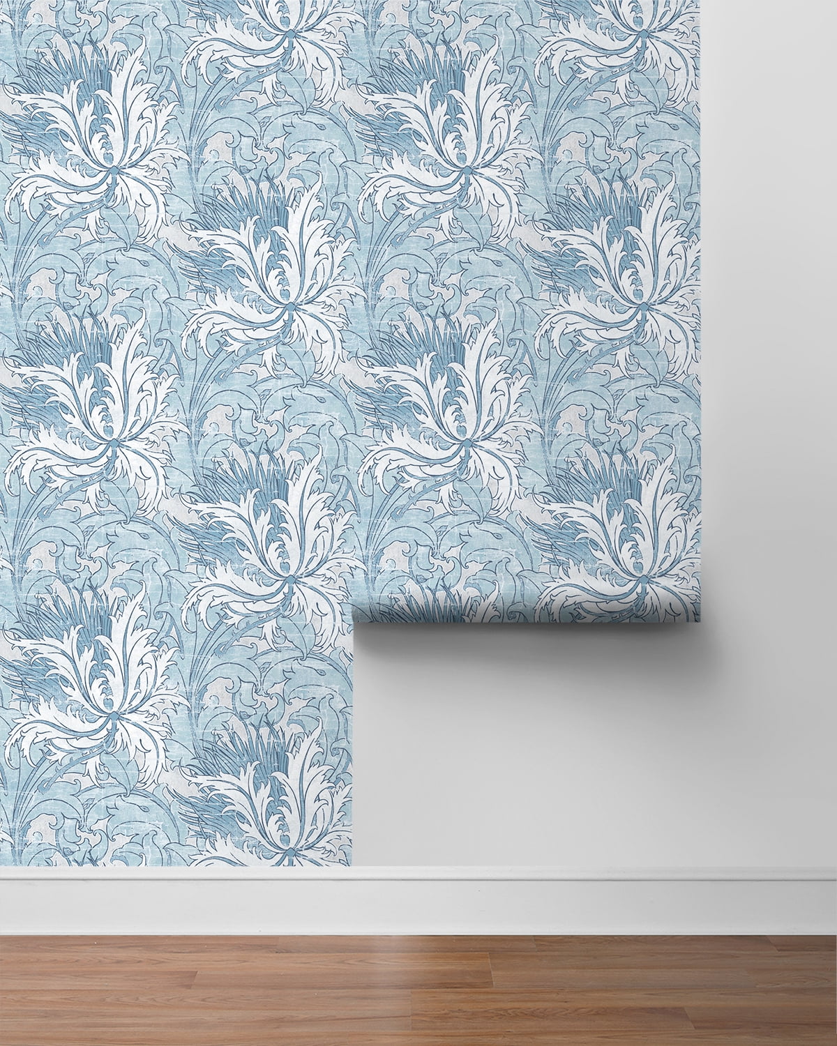 NextWall Blue Waterfall Floral Folly Peel and Stick Wallpaper