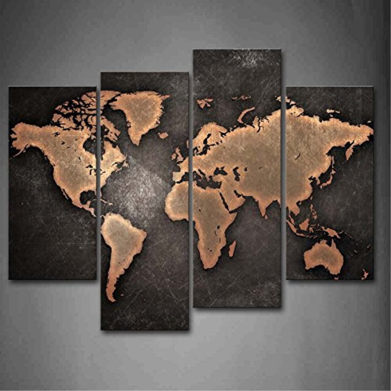 Firstwallart General World Map Black Background Wall Art Painting Pictures Print On Canvas Art The Picture For Home Modern Decoration 8222281 