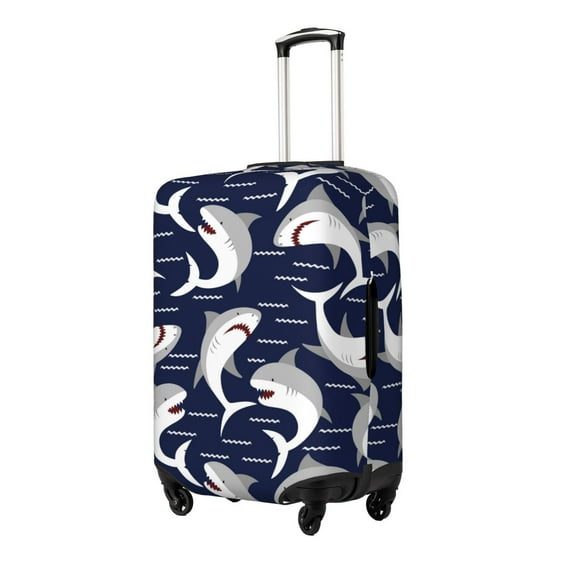 Gukieu Angry Shark Print Suitcase Protective Cover, Elastic Zipper Buckle Suitcase Protective Cover, Suitable for Travel, Business Trip-Small