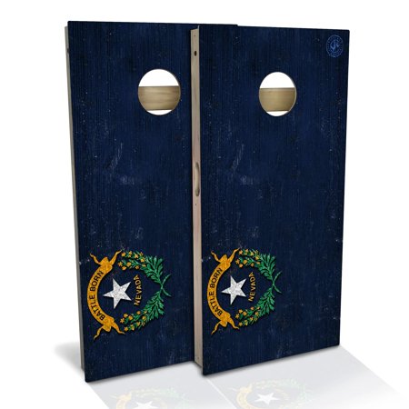 Skip's Garage Nevada Flag Solid Wood Cornhole Board Set