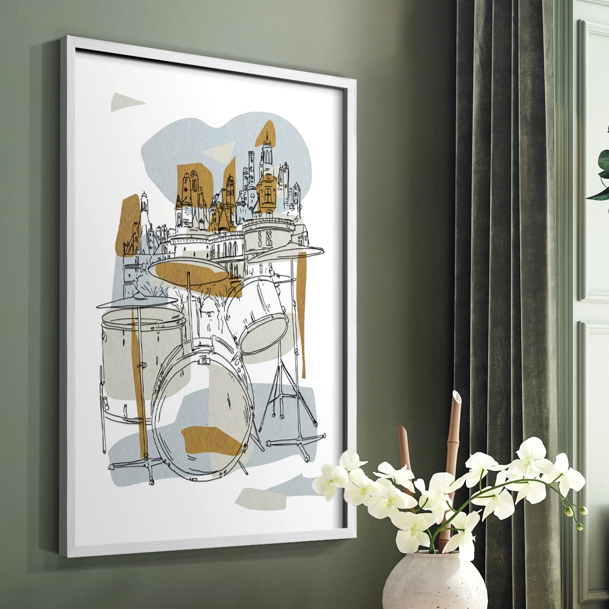 Rehearsal IV Framed Print in White Solid Wood Framed Print No Nail Hanging