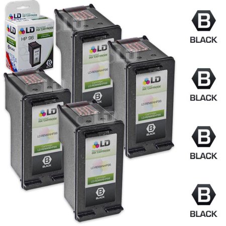 LD Remanufactured Replacement for 96 / C8767WN High Yield Black Cartridge 4-Pack for DesignJet 5940  DeskJet 5748  5940  6620xi  OfficeJet 7210  7410  K7108  PhotoSmart 2605  2610  8053  8400