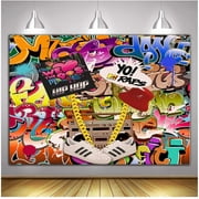 Colorful Graffiti Photography Backdrop 80s 90s Hip Hop Theme Photo Booth Studio Props Supplies Retro Music Photo Background Rock Punk Prom Party Banner Decorations Banner