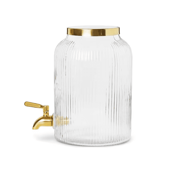 Dispensador de Bebidas Vintage Vittori Vitolero de Vidrio Acanalado con Tapa 5 Litros
