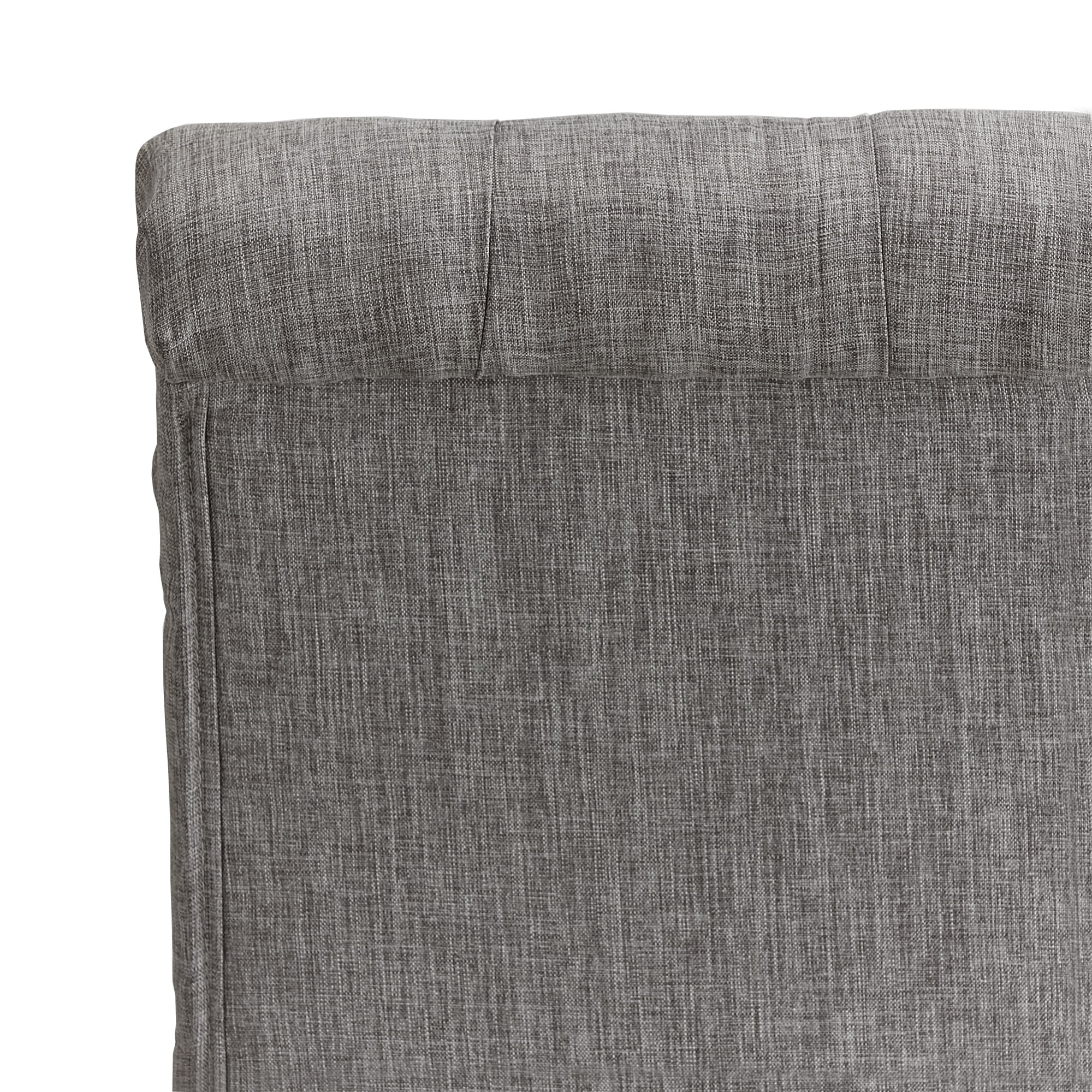 Weston Home Lottie Chic Gray Linen Button Tufted Dining Chair (Set of 2), Brown wood finish