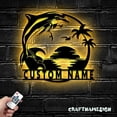 thumbnail image 5 of Craftnamesign Personalized Dolphin Palm Tree Beach House Sunset Metal Sign LED Lights, Beach Decor, 5 of 5