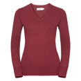 thumbnail image 1 of Russell Collection - Jersey de punto con cuello en V para mujer (Arándano), 1 of 6