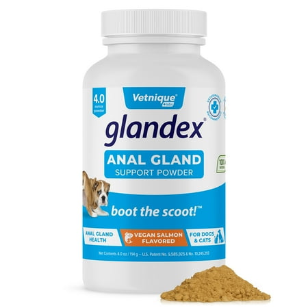 UPC: 0707486989958 | Glandex Dog & Cat Anal Gland Fiber Supplement Vegan Powder 4.0oz with Pumpkin & Digestive Enzymes – Boot the Scoot – by Vetnique Labs…