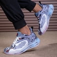 thumbnail image 5 of Men's Dragon Scale Sport Sneakers - Gradient Colorway with Striped & Solid Design, All-Season TPU Sole & EVA Cushioning, Breathable Fabric for Hiking, Casual & Outdoor Wear - Low-Top Lace-Up, 5 of 9