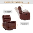 thumbnail image 6 of 14 Karat Home Genuine Leather Swivel Rocker Recliner Nailhead Trims Adult Living Room Red, 6 of 9