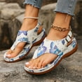 thumbnail image 5 of Womens Sandals Comfortable Oversized Herringbone Sandals Butterflys Print Back Buckle Sloping Heel Sandals, 5 of 9