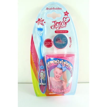 Jojo Siwa 3-Piece Toothbrush Set, Cap & Rinsing Cup for