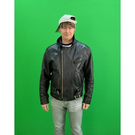 Canvas Print Man Greenbox Medium Chroma Key Cap Leather Jacket Stretched Canvas 10 x