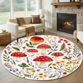 thumbnail image 3 of Spring Red Mushroom Round Area&nbsp;Rug 7ft Country Farm Watercolor Colorful Flower Green Leaf Non-Slip&nbsp;Washable Circle Rugs Soft Felt Indoor Floor Mat for Bedroom Kitchen Living Room Bathroom, 3 of 9