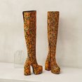 thumbnail image 6 of Lovskoo 2024 Women's Knee High Boots Thigh High Leather Round Toe Wedge Platform Shoes Serpentine Pattern Ultra High Heel Winter Ladies Over The Knee Western Boots Orange, 6 of 8