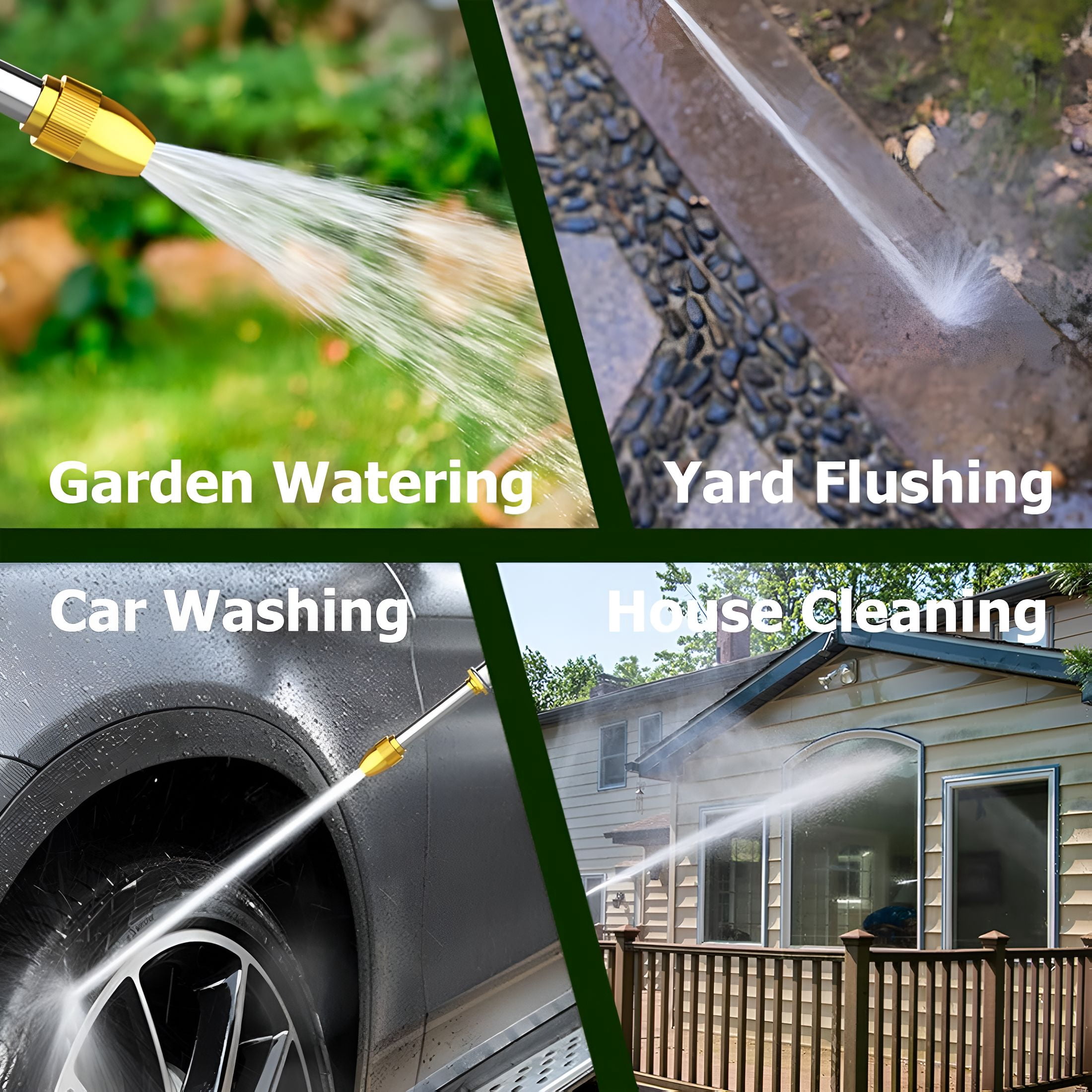 HIBIBUD Upgraded Garden Hose Nozzle Sprayer,Heavy Duty Metal Water Hose Nozzle,High Pressure Spray Gun with 3/4"Brass Quick Connectors,For Watering Plants&Lawns,Patio Cleaning