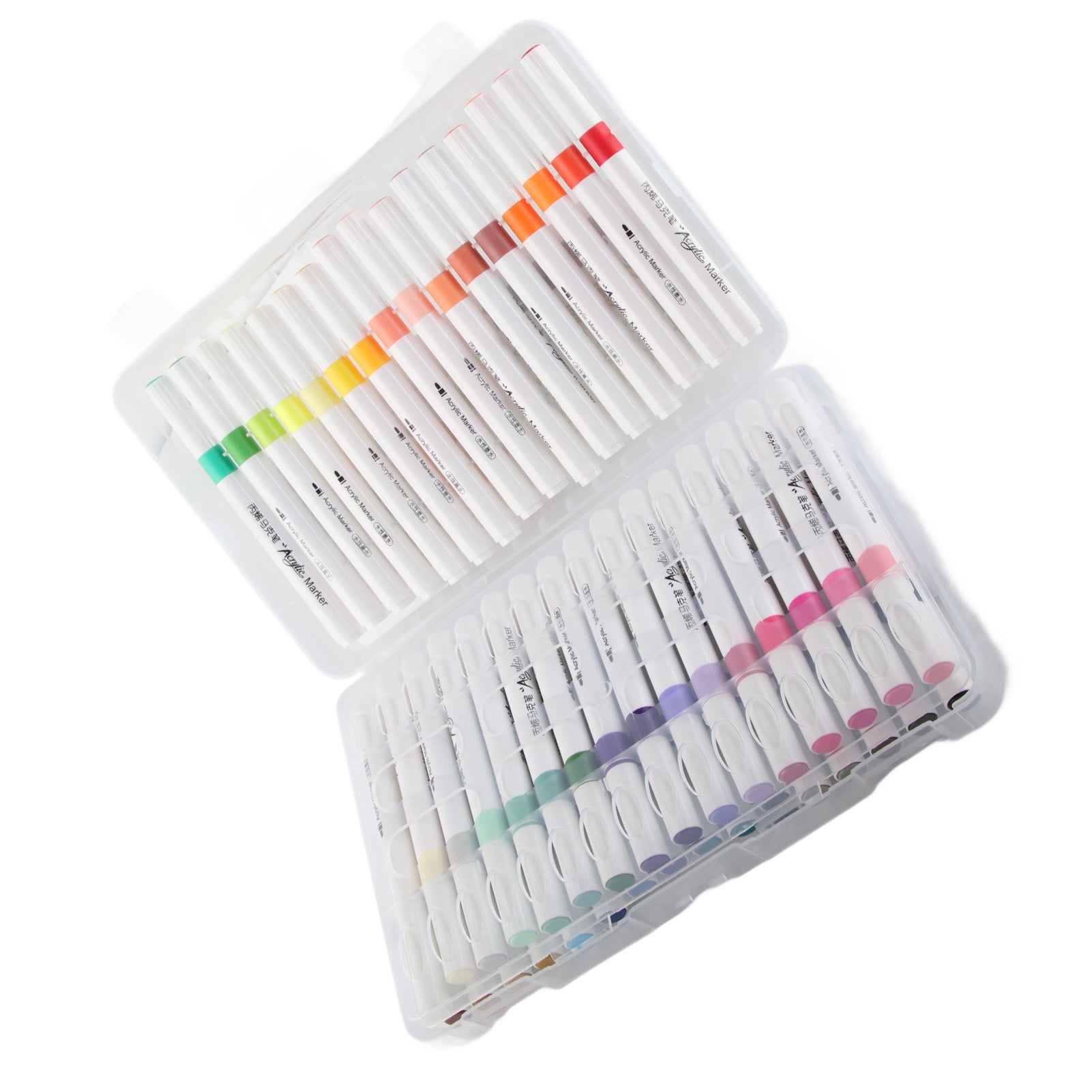 Suodoka Acrylic Paint Markers Strong Coverage Quick Dry Waterproof Round Barrel Graffiti Pens for Glass Metal Wood Canvas Fabric Rock Painting 48 Assorted Colors Fine Point Art Supplies Set
