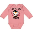 thumbnail image 3 of Inktastic I Love My Mom with Cute Penguin and Hearts Girls Long Sleeve Baby Bodysuit, 3 of 5