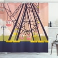 thumbnail image 1 of Ferris Wheel Shower Curtain, Colorful Cartoonish Style Amusement Park Ride Fun Day Themed Illustration, Fabric Bathroom Set with Hooks, 69W X 84L Inches Extra Long, Multicolor, by Ambesonne, 1 of 3