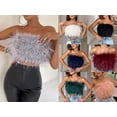 thumbnail image 1 of Women's Fashion Fluffy Fur Smocked Top Versatile Feather Top ClothingXL, 1 of 4